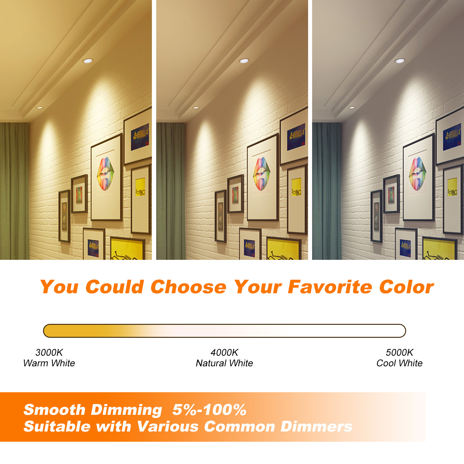 YG008 High Brightness 810LM 4in 3CCT Potlight LED Recessed Slim Panel Light