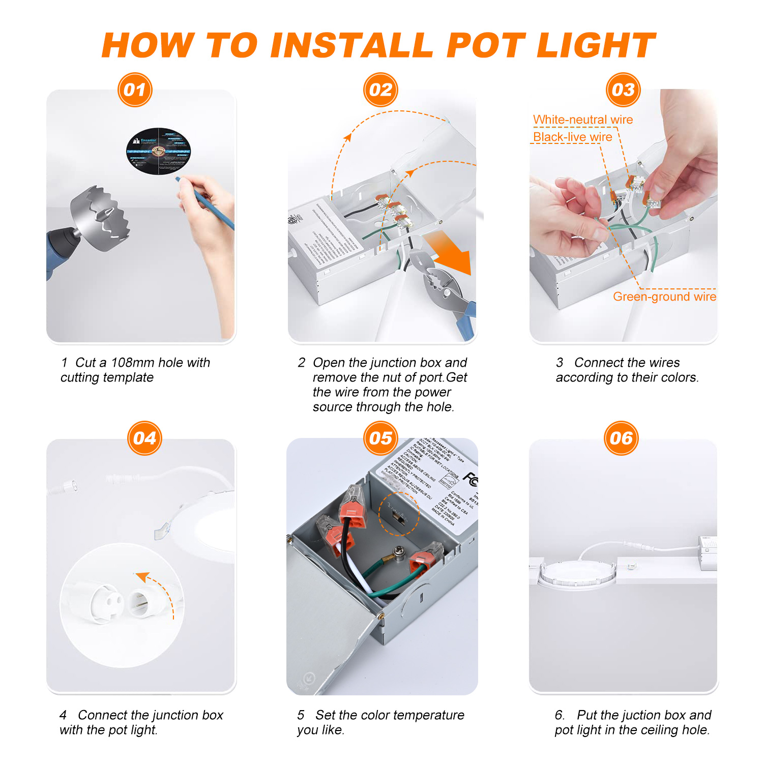 YG008 High Brightness 810LM 4in 3CCT Potlight LED Recessed Slim Panel Light