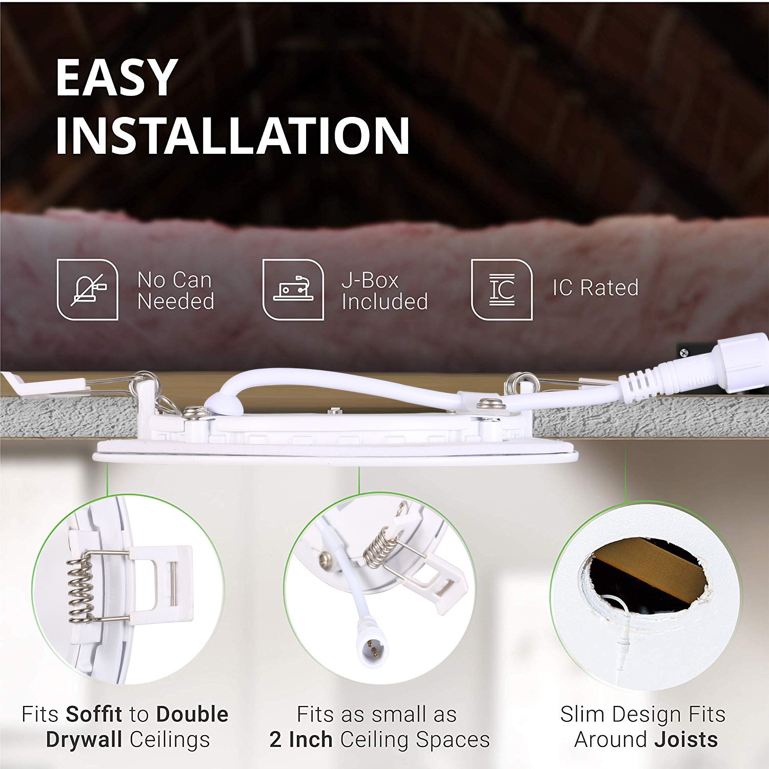 3in 4in 6in 3CCT Potlight Recessed Slim Panel IP54 Wall Switch LED Downlight