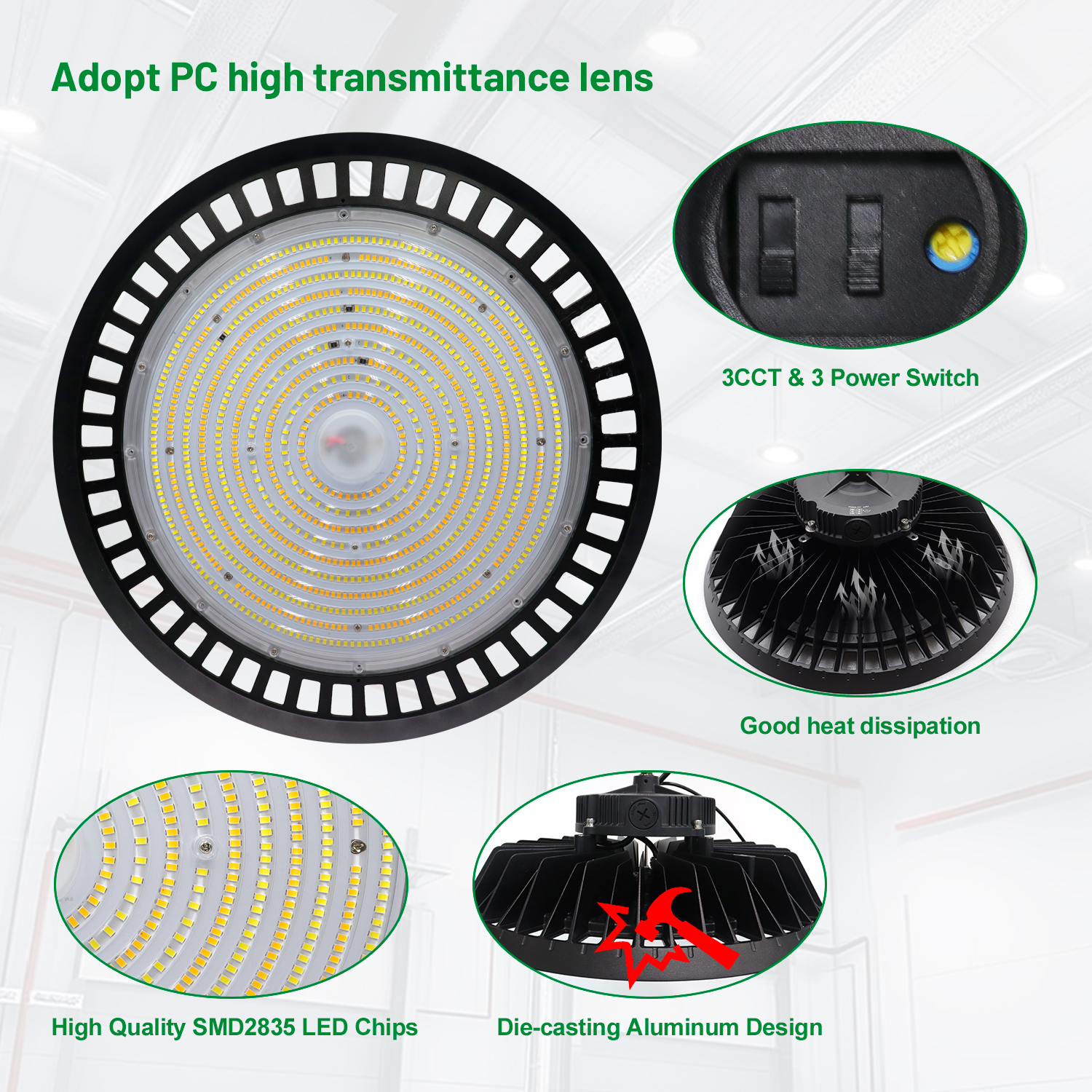 CCT& Power Tunable UFO LED High Bay Light 300W 500W