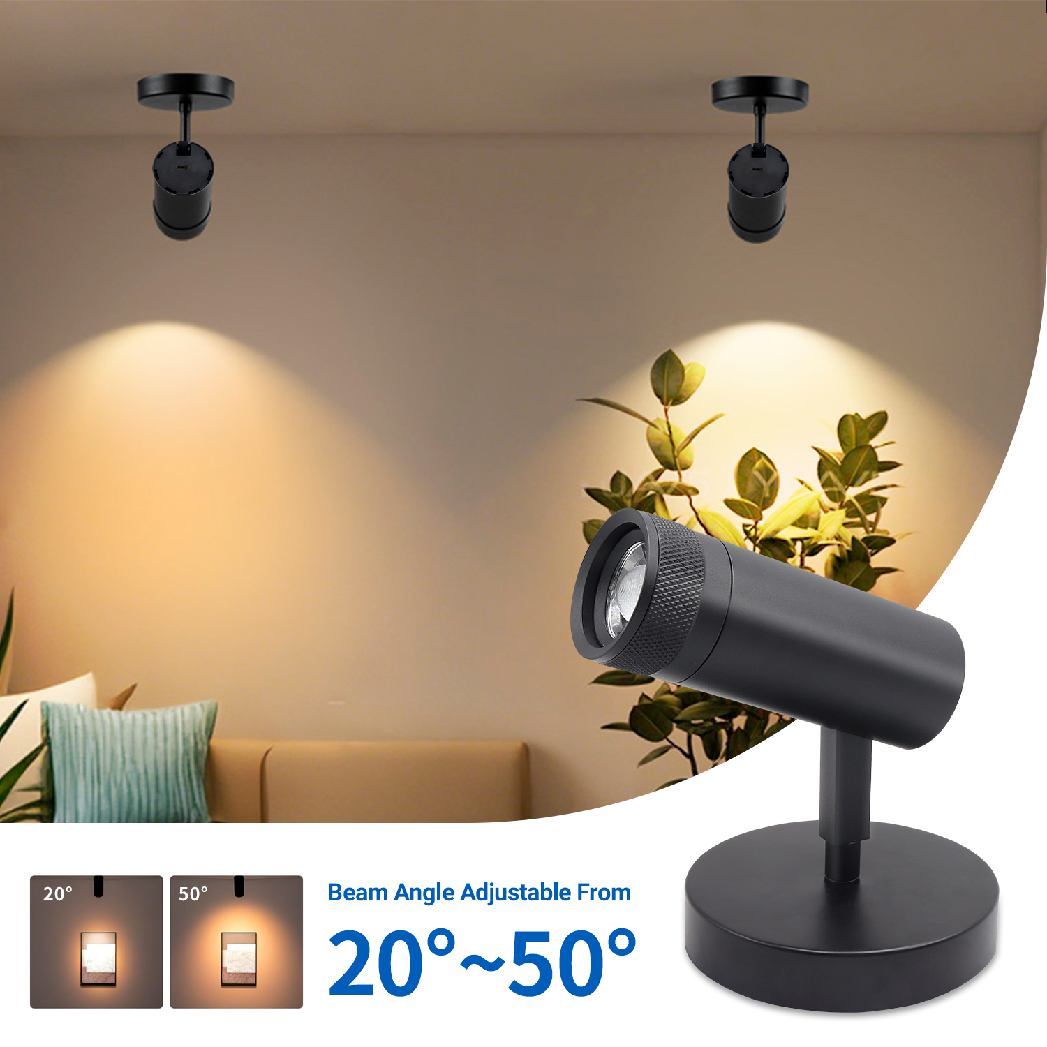20W 25W 30W Selectable 5CCT COB Chips Zoomable Surface Mount LED Wall Spotlight