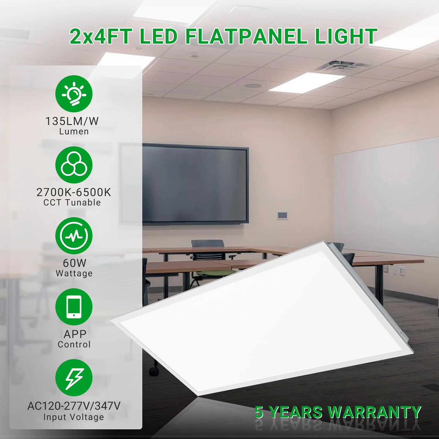 WIFI Control CW 2×2 1×4 2×4FT LED Flat Panel Light