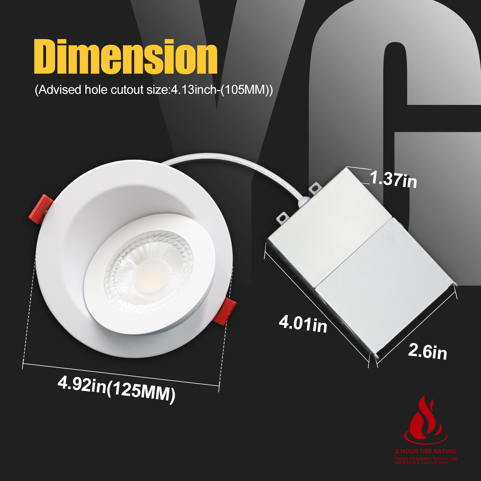 Fire-Rated LED Eyeball Gimbal Downlight