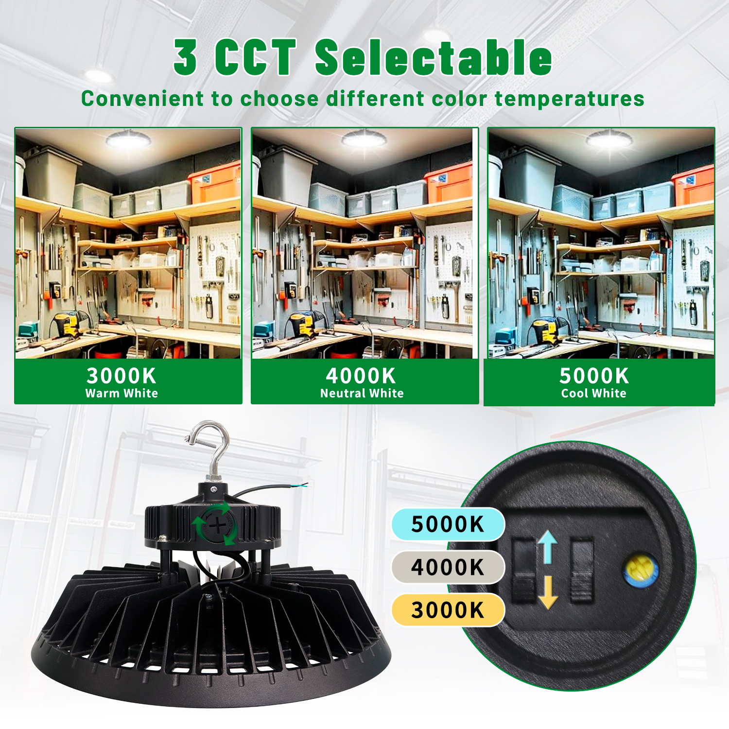 CCT& Power Tunable UFO LED High Bay Light 300W 500W