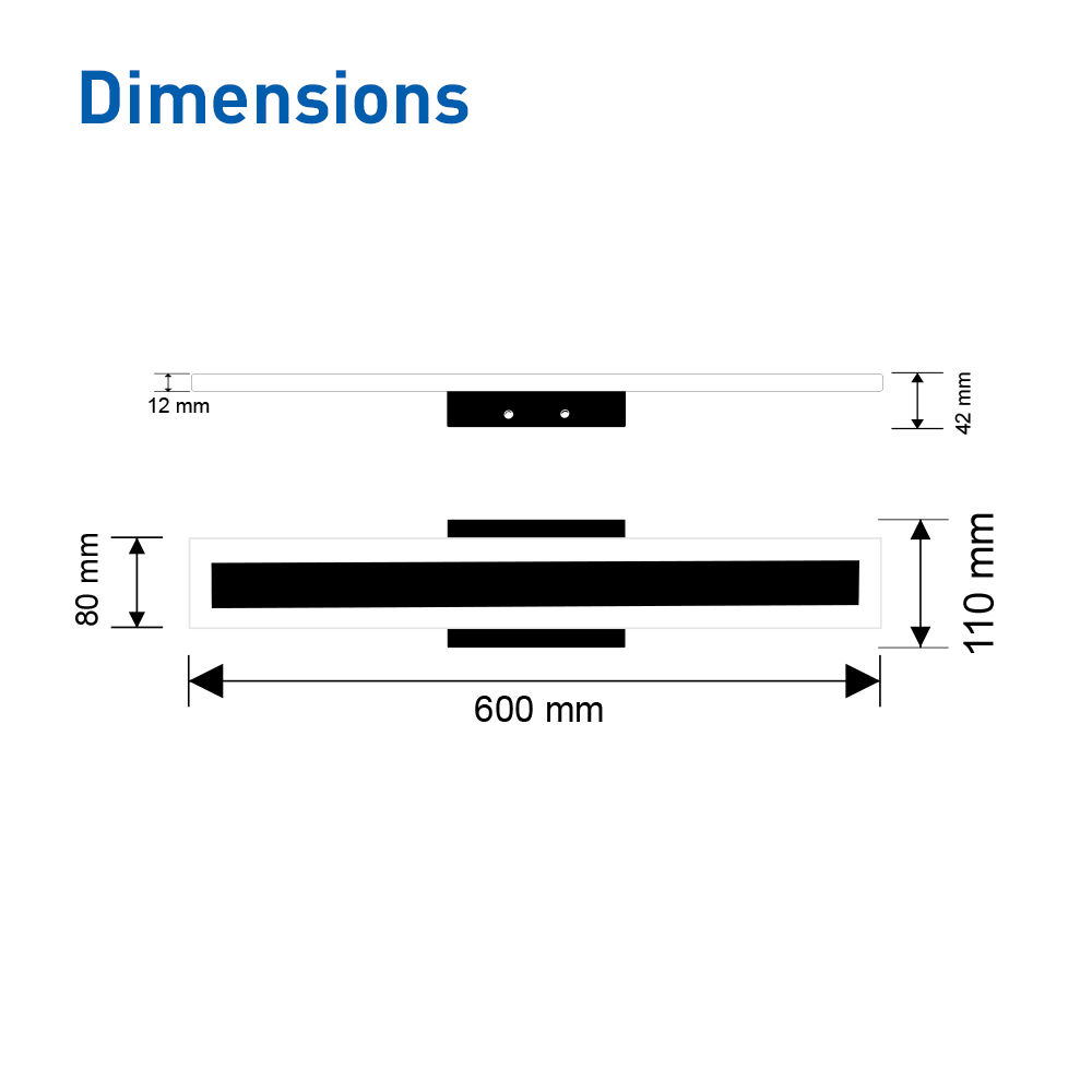 Acrylic Black Vanity Light Bar Makeup Desk/Bathroom Mirror Lighting Fixtures 