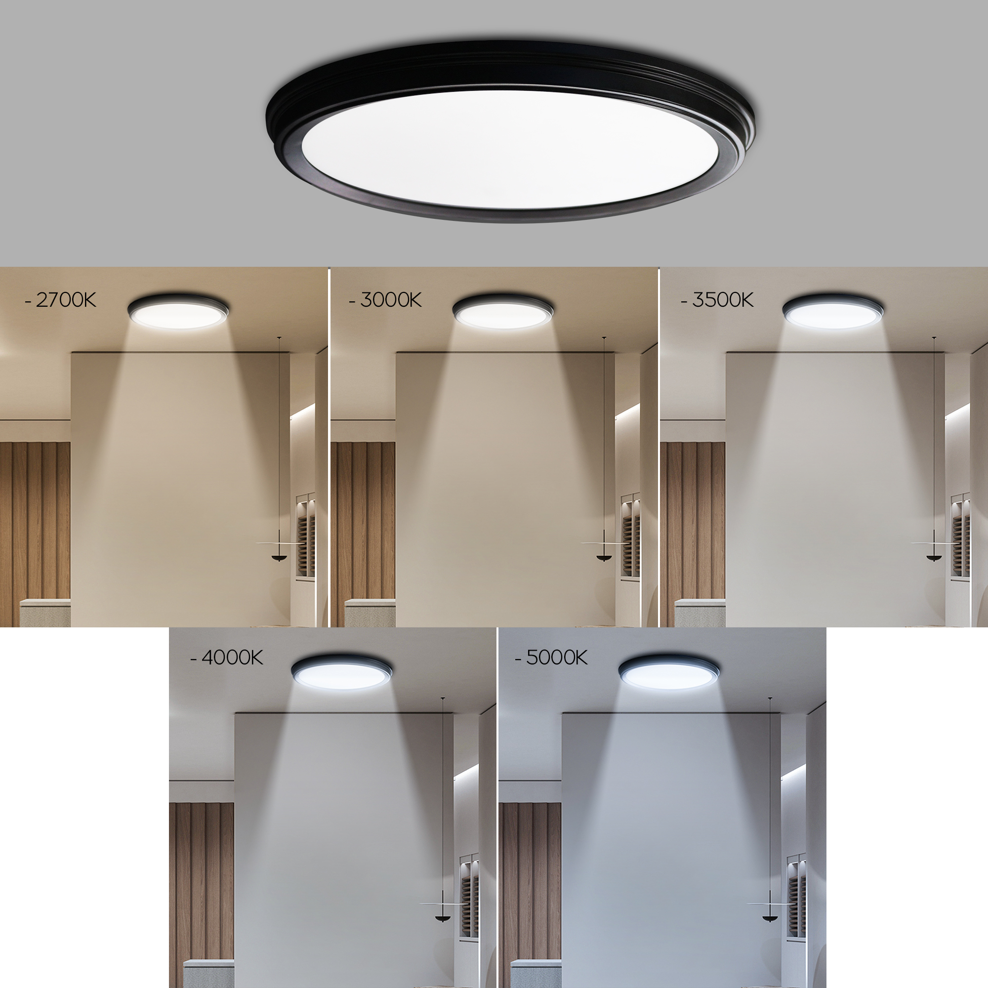 Matte Black Selectable LED Flush Mount