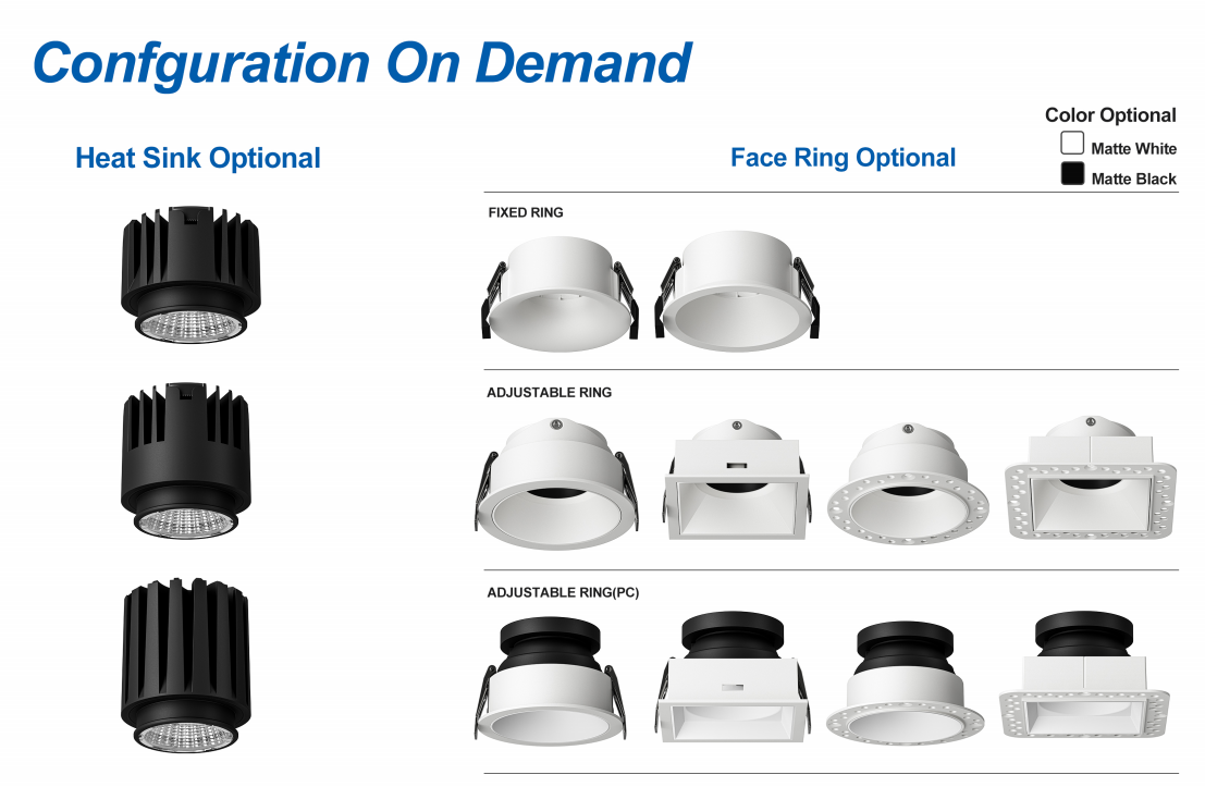 Trimless Ultra-Thin Recessed Anti-Glare LED Downlight 5 Color Temperature Selectable LED Downlight