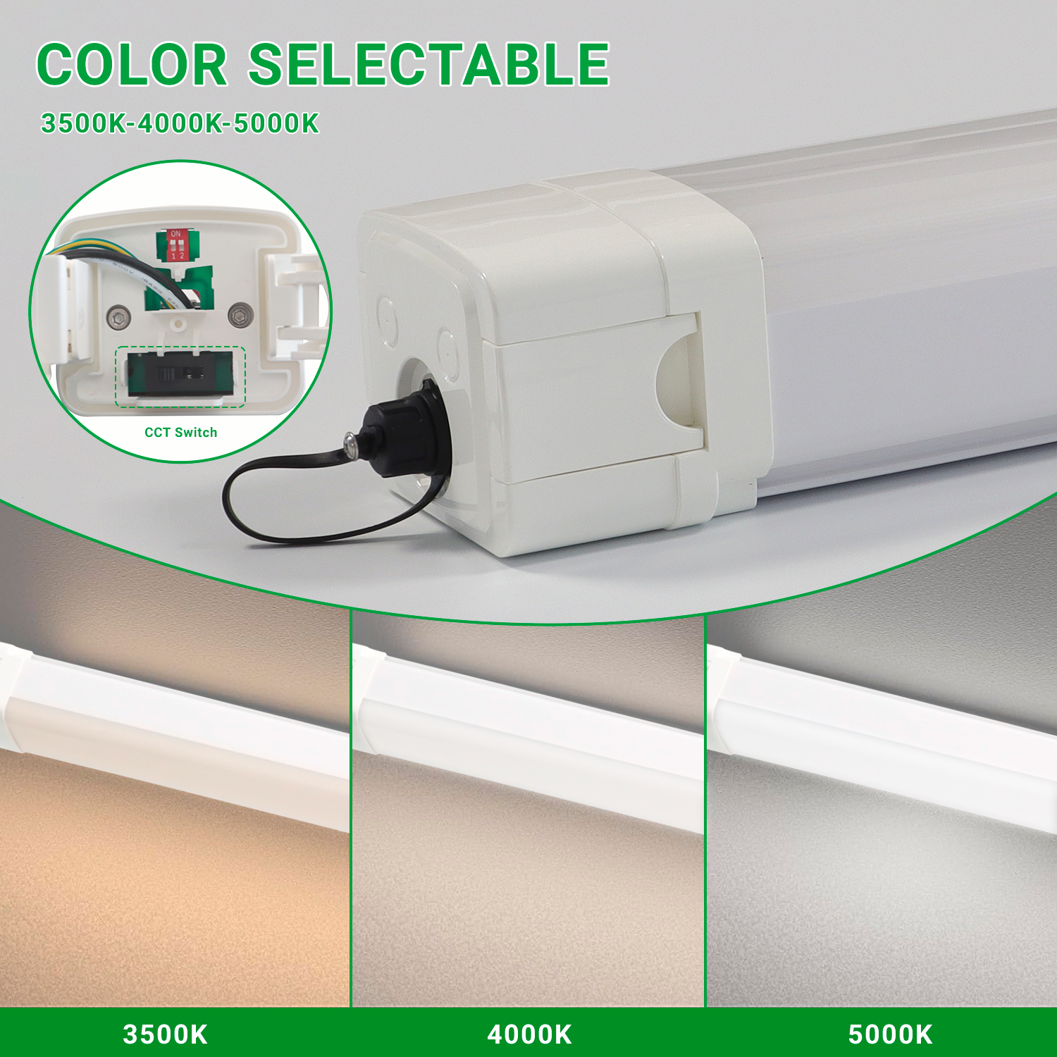 24W/40W/60W Power & CCT Tunable Industrial LED Tube Fixture Vapor Tri-proof Light