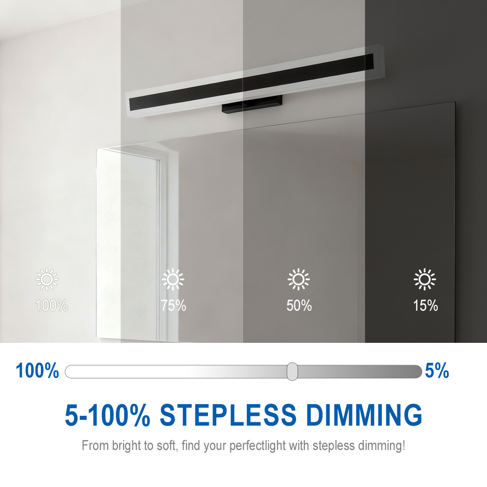 Acrylic Black Vanity Light Bar Makeup Desk/Bathroom Mirror Lighting Fixtures 