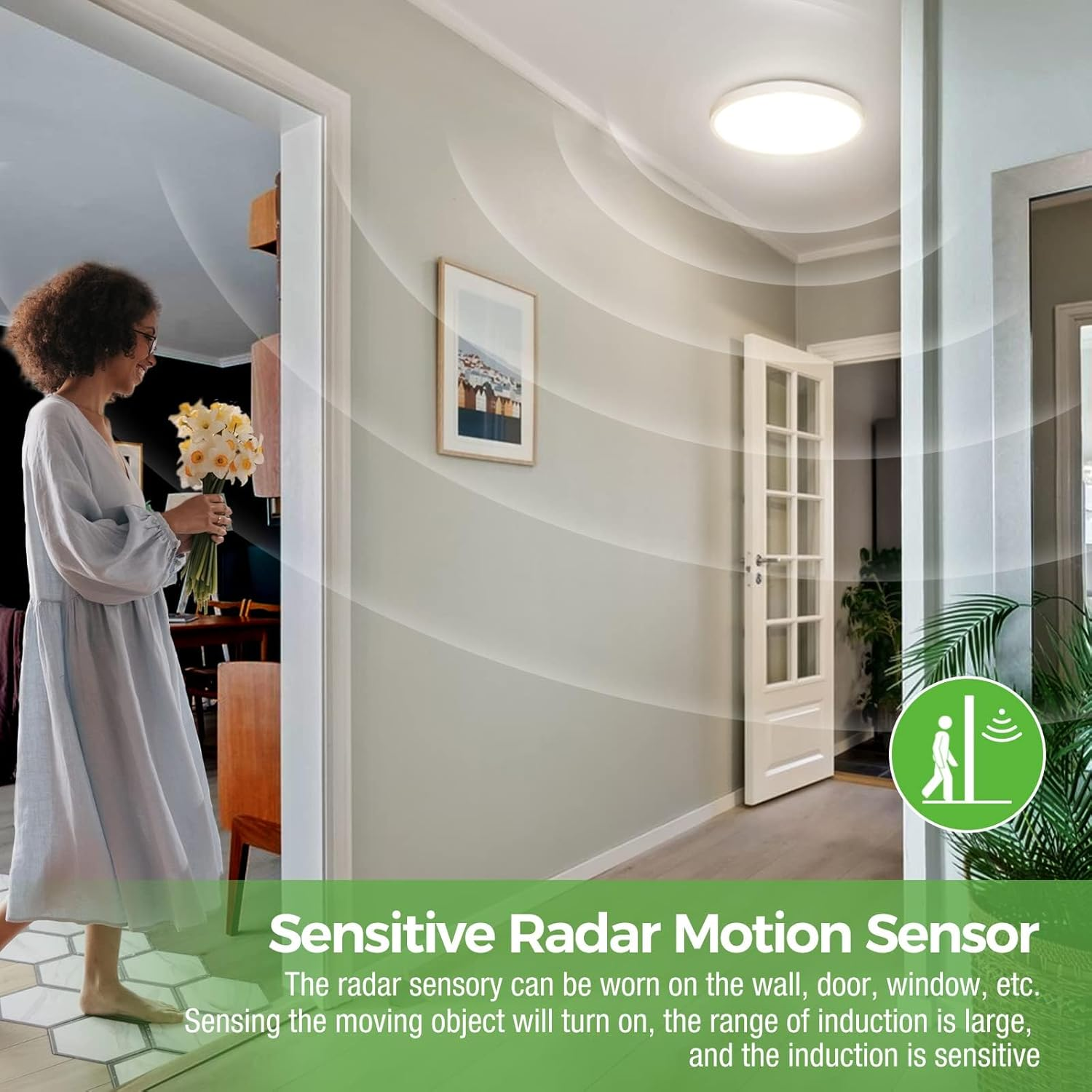 Round Radar Motion Sensor LED Flush Mount Panel