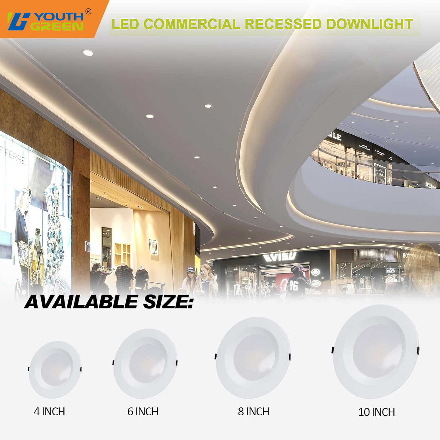 4 6 8 inch CCT & Lumen Adjustable LED Commerical Downlight