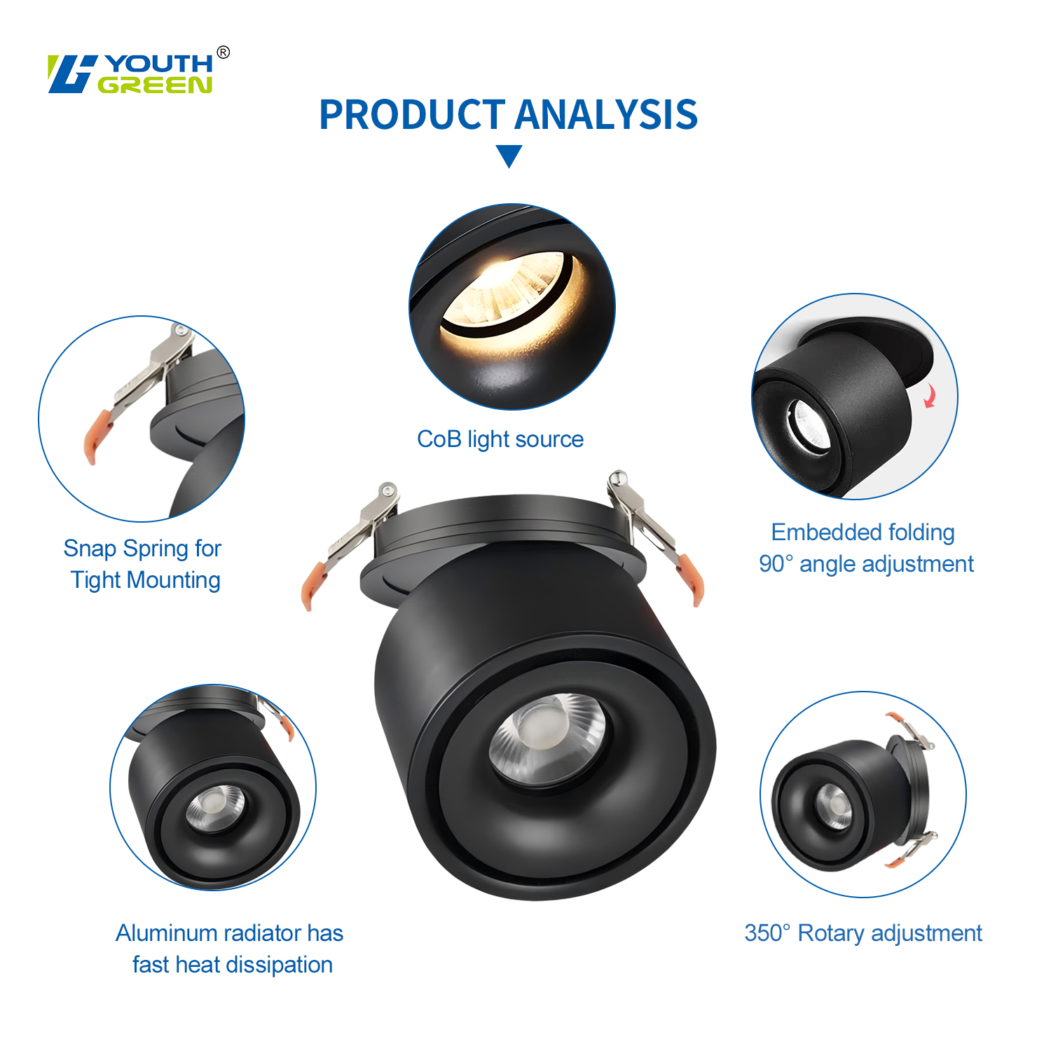 5CCT Adjustale LED Cylinder Donlights