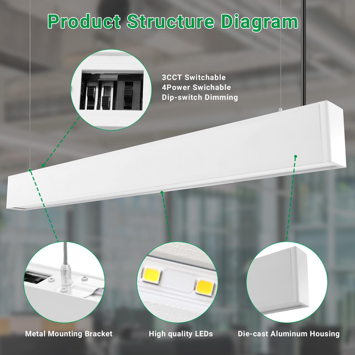 2ft 4ft LED Strip Light Up And Down Light