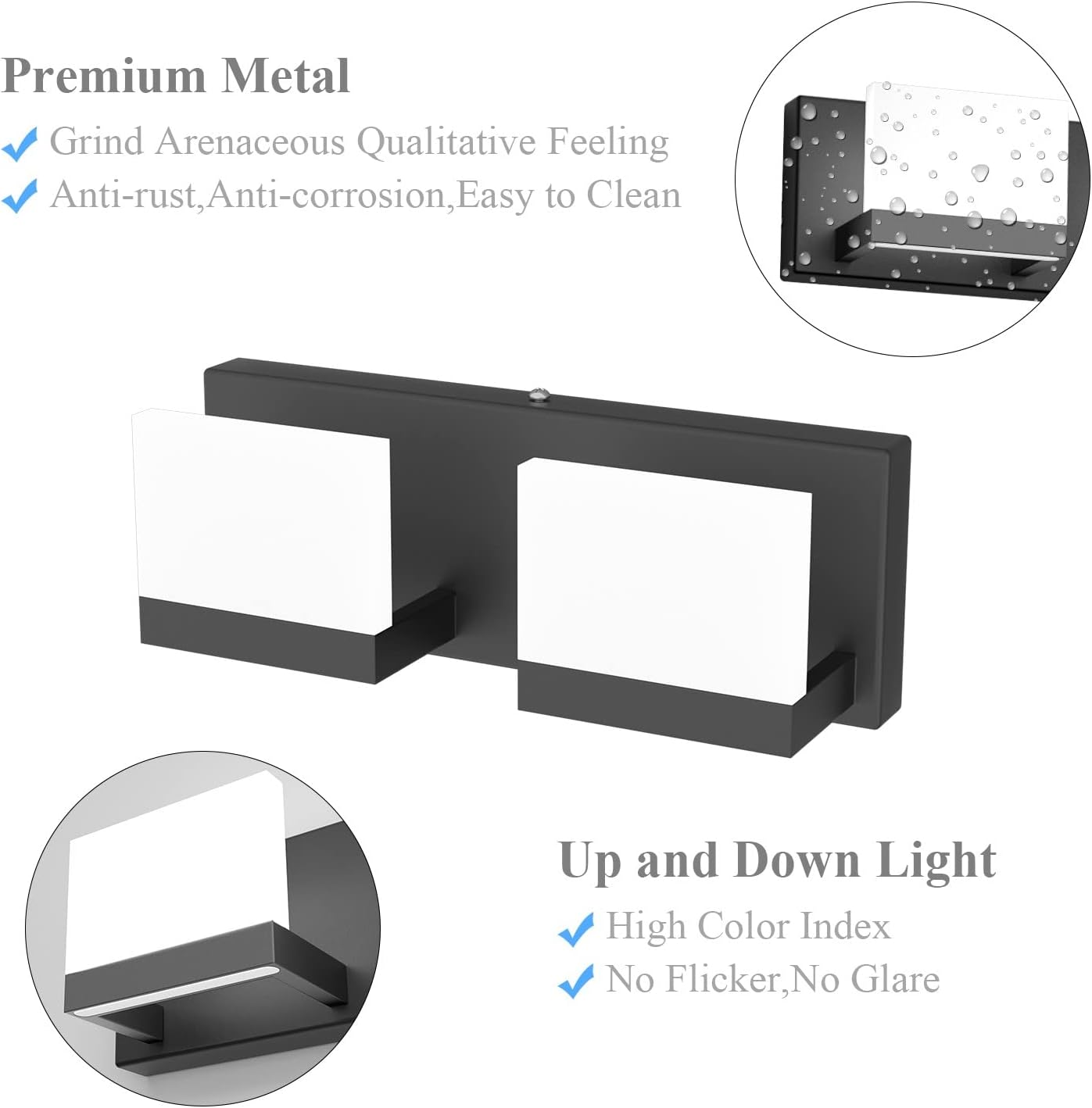 Up and Down Black LED Vanity Light