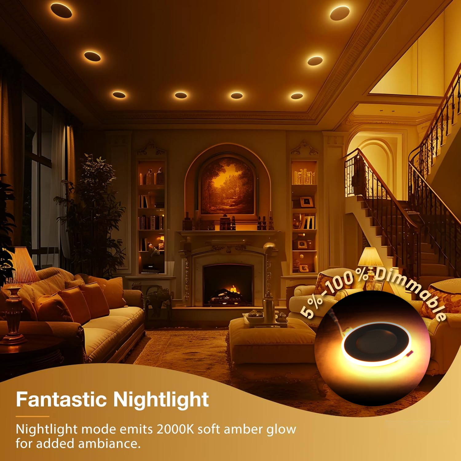 LED Recessed Downlight with Night Light 2000K