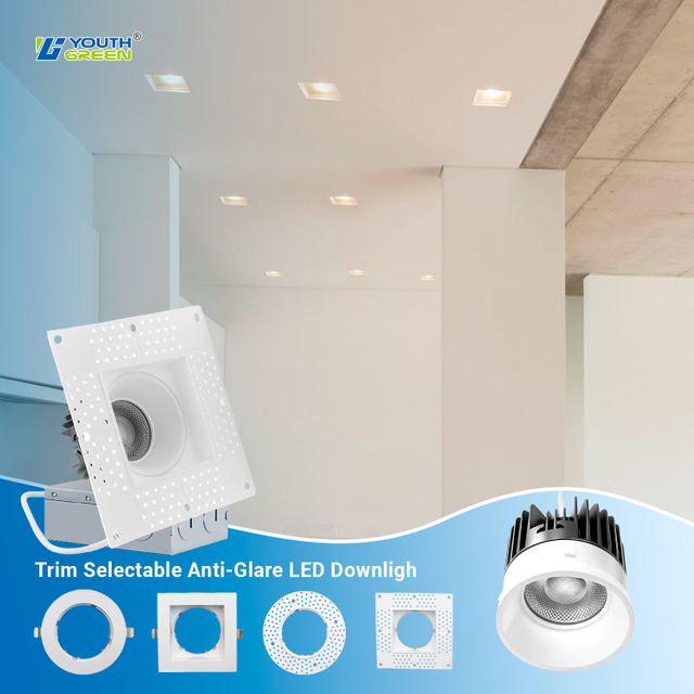 Square Shape 4 Inch 15W WhiteTrim Selectable Anti Glare LED Downlights Indoor Trimless Downlight LED Recessed Ceiling Downlight