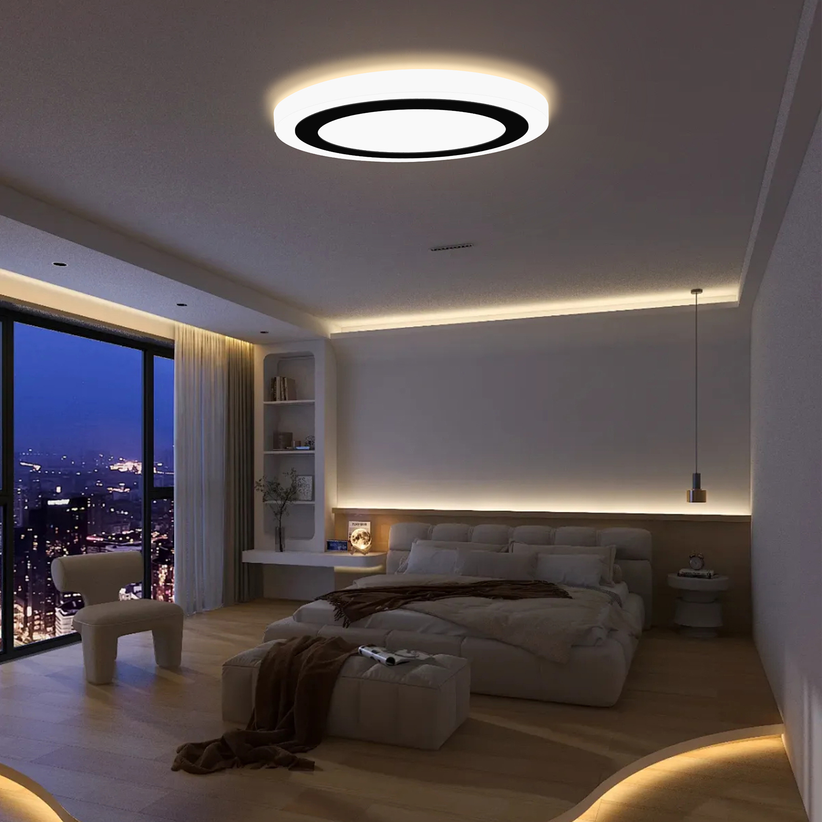 LED Flush Mount with Color Changing and Night Light