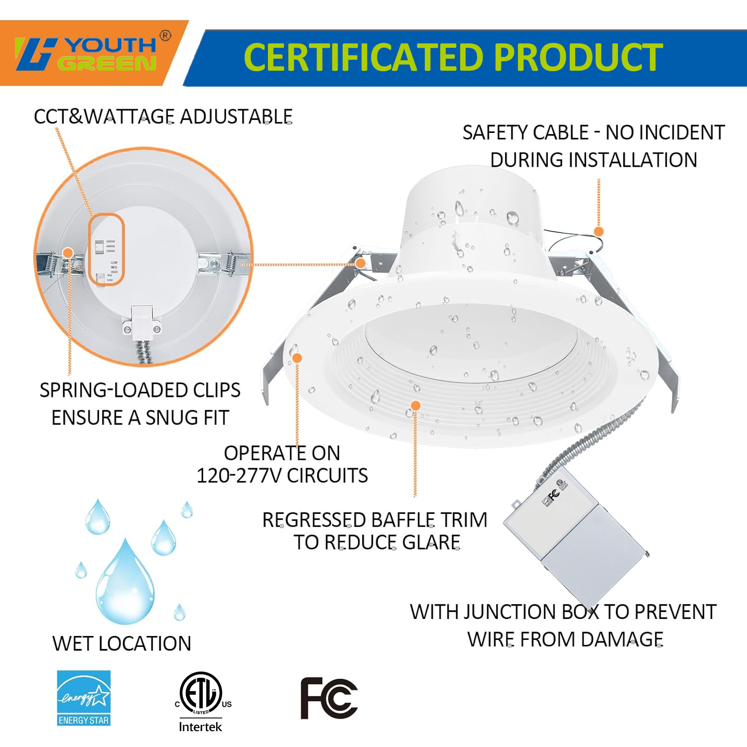 CCT & Lumen Adjustable LED Commercial Down Light