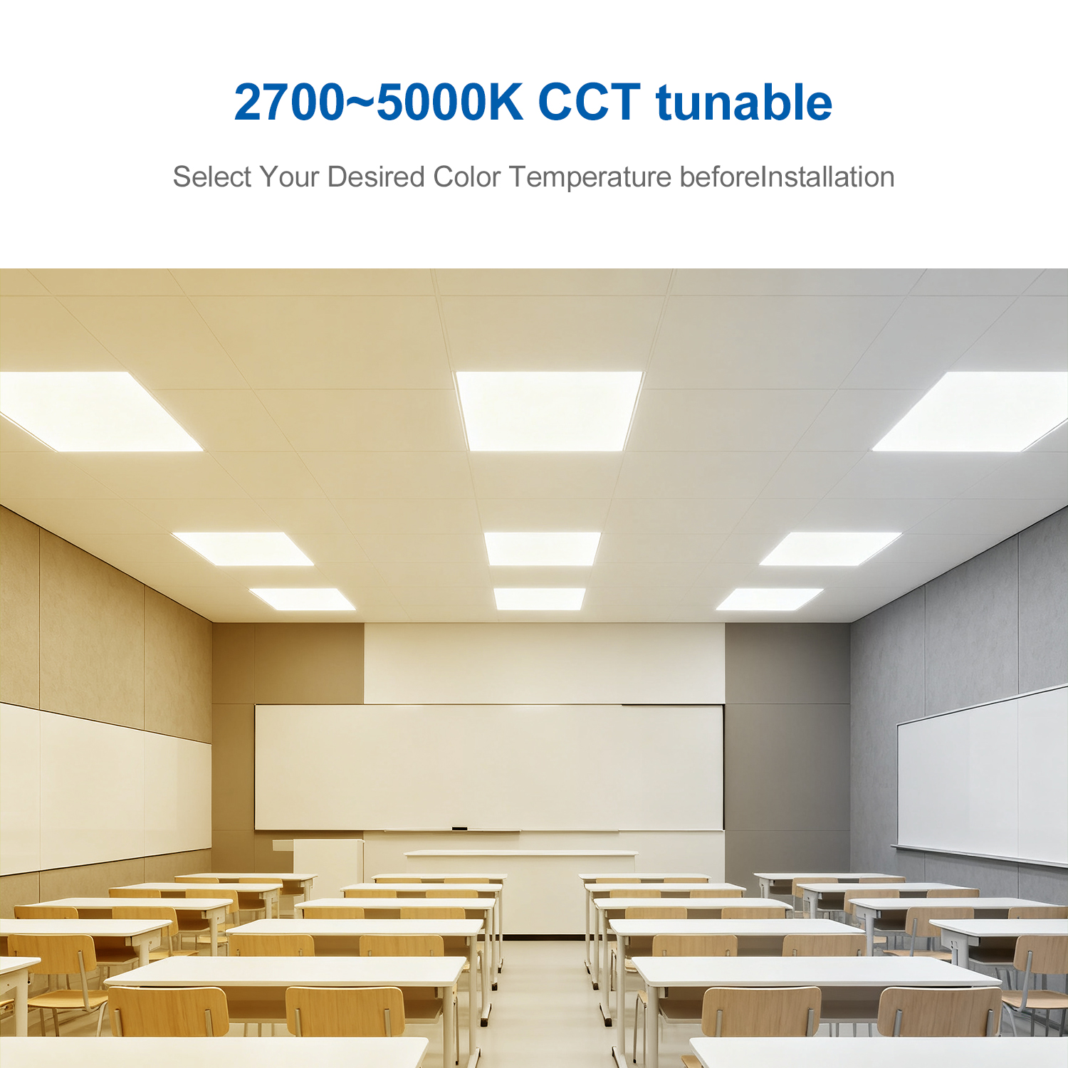 DLC ETL Listed Bluetooth Control Power & CCT Tunable 2x2FT 2x4FT 1x4FT Back-lit LED Flat Panel Light