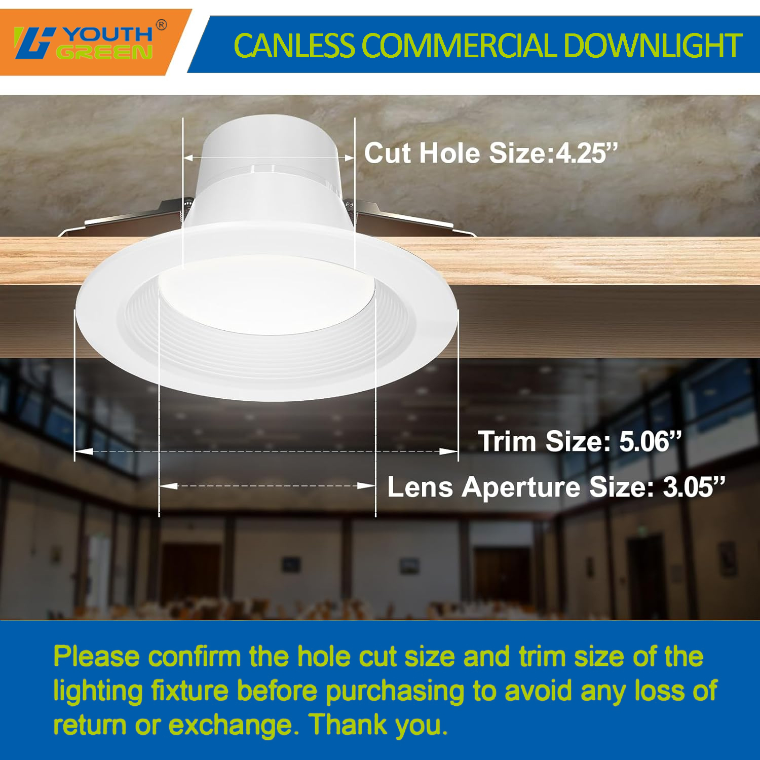 CCT & Lumen Adjustable LED Commercial Down Light