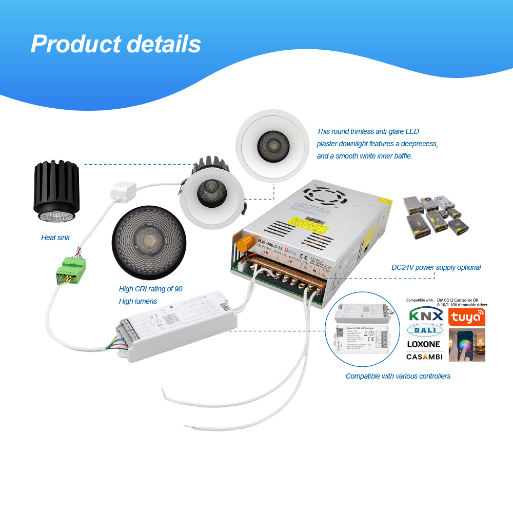 14W 2700K-6000K RGB Selectable DC24V 3 Inch Cob Led Recessed Downlight