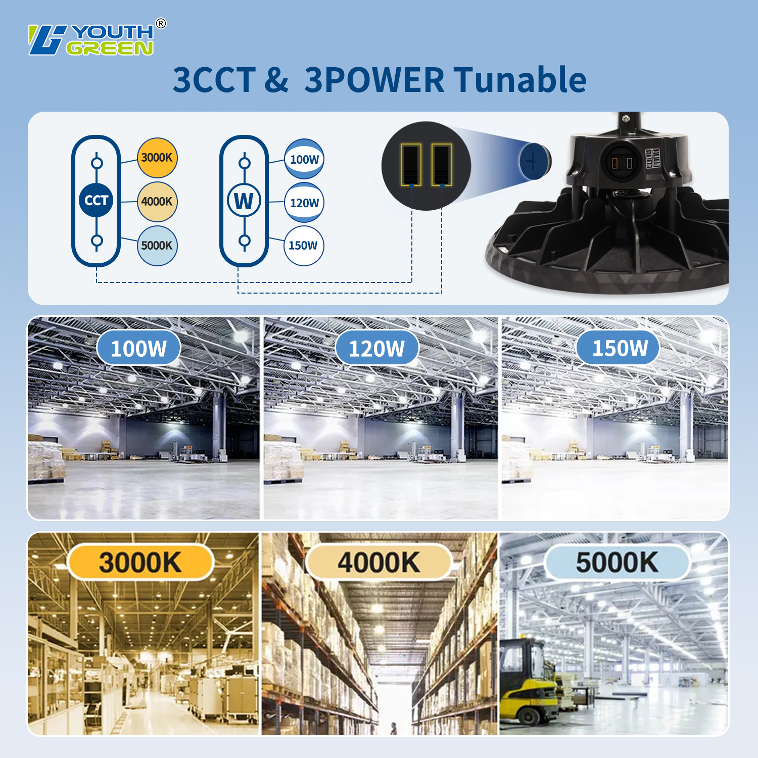 CCT& Power Tunable UFO LED High Bay Light